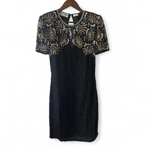 Vintage Night Vogue Beaded Silk Dress – Formal Cocktail S